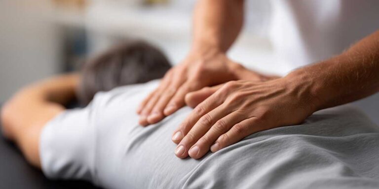 Athlete receiving gentle mobility treatment while discussing a sprained ankle with a healthcare provider.